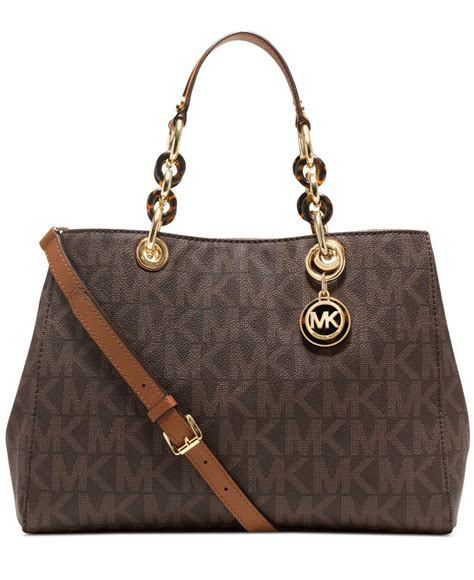 michael kors cynthia medium logo satchel brown|Michael Kors Cynthia Medium Logo Satchel.